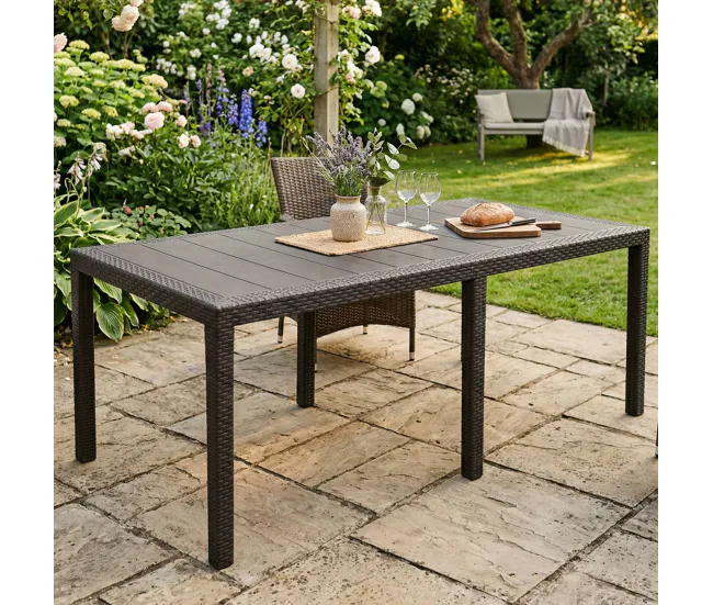 Premium de Aluminio Mesa de exterior Dmains, Estante de comedor rectangular extensible, Mesa de jardín extensible con efec...