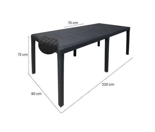 Premium de Aluminio Mesa de exterior Dmains, Estante de comedor rectangular extensible, Mesa de jardín extensible con efec...