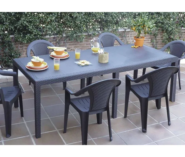 Premium de Aluminio Mesa de exterior Dmains, Estante de comedor rectangular extensible, Mesa de jardín extensible con efec...