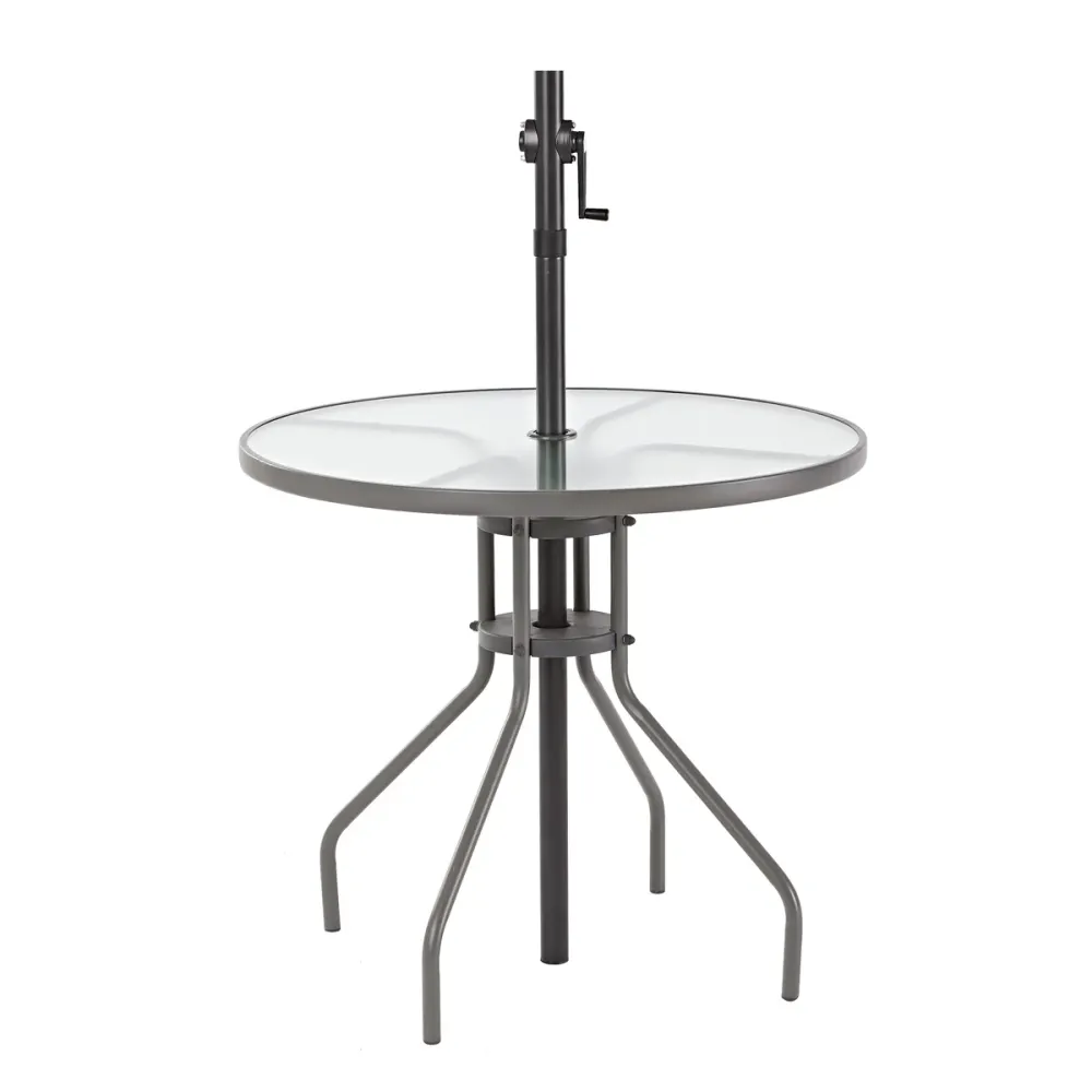 Premium de Aluminio Naterial Mesa De Comedor Acero con Cristal Apta para Exterior, Modelo Elías