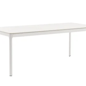 Resistente la Intemperie Mesa de comedor Boori 200x90 cm aluminio y top mesa porcelánico blanco