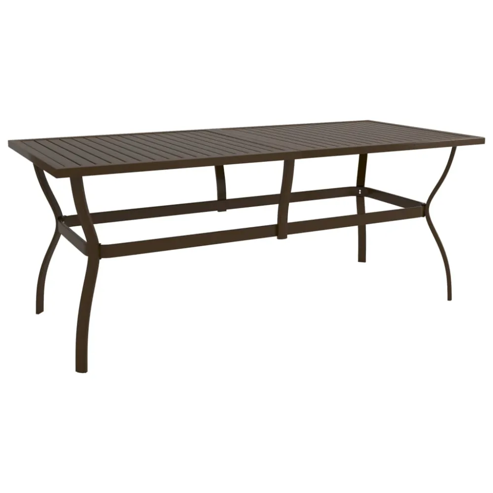 Resistente la Intemperie vidaXL mesa de jardín de acero marrón 190x80x72 cm