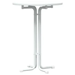 vidaXL Mesa alta de comedor madera ingenierí y acero blanco Ø80x110cm con Vidrio Templado