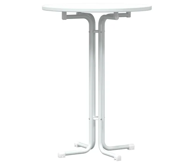 vidaXL Mesa alta de comedor madera ingenierí y acero blanco Ø80x110cm con Vidrio Templado