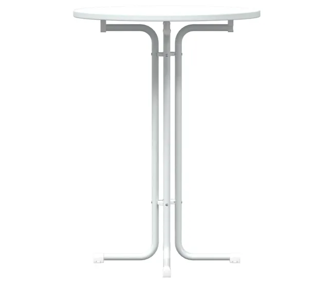 vidaXL Mesa alta de comedor madera ingenierí y acero blanco Ø80x110cm con Vidrio Templado