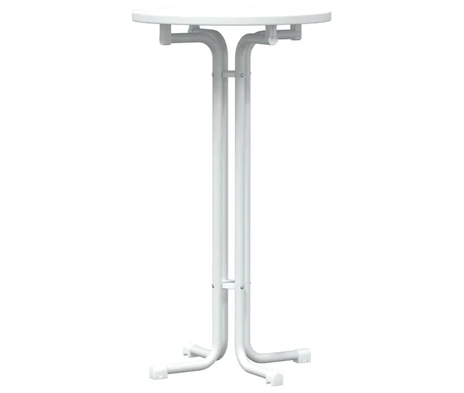 vidaXL Mesa alta de comedor madera ingenierí y acero blanco Ø60x110cm Material WPC