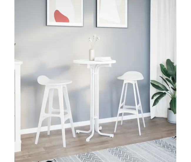 vidaXL Mesa alta de comedor madera ingenierí y acero blanco Ø60x110cm Material WPC