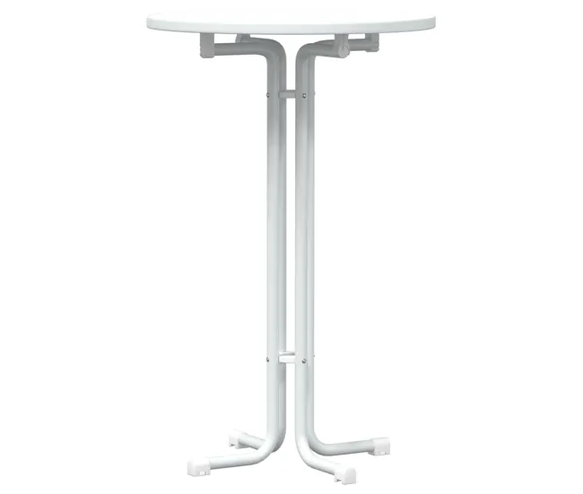 vidaXL Mesa alta de comedor madera ingenierí y acero blanco Ø70x110cm para 6 Personas