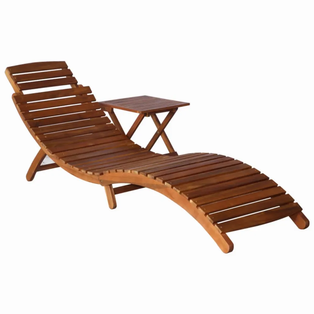vidaXL tumbona con mesa madera maciza de acacia marrón Material WPC