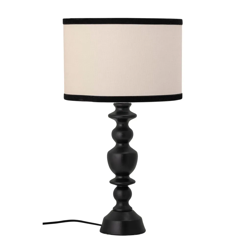 Bloomingville Lámpara de Mesa Sela, Negro, Madera de Caucho en Color Negro Mate