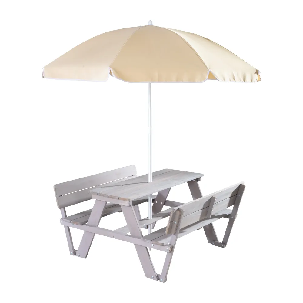 Conjunto de mesa infantil 'PICKNICK para 4' con respaldo, dispone de set de sombrilla Material WPC