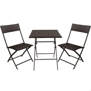Conjunto mesa y sillas terraza plegable ratán Aktive Dimensiones 150x90x75 cm