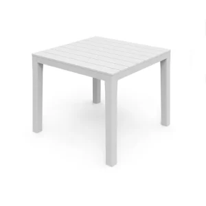HAUSBED - Mesa Exterior - Macao - Blanco - 78x78x73cm Resistente las Manchas