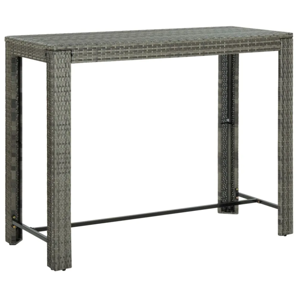 Mesa alta de jardín ratán sintético gris 140,5x60,5x110,5 cm es6776