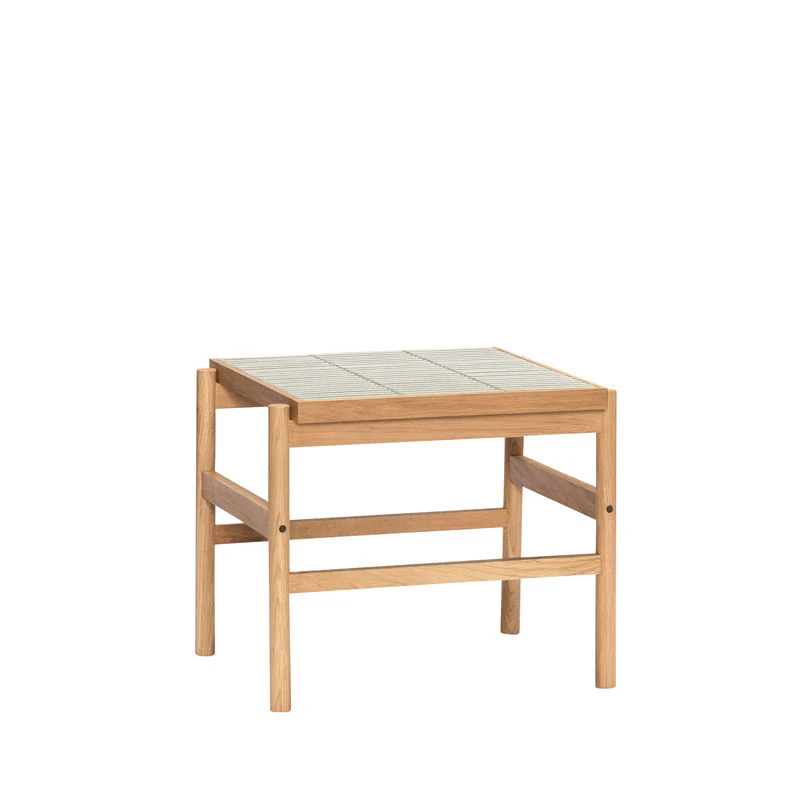 Mesa auxiliar Hübsch Tile, menta, madera auténtico