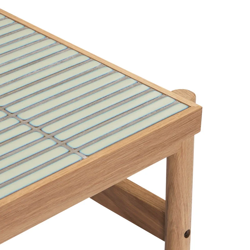 Mesa auxiliar Hübsch Tile, menta, madera auténtico