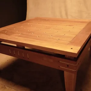 Mesa baja de madera estilo rústico 80x80 para Jardín y Terraza