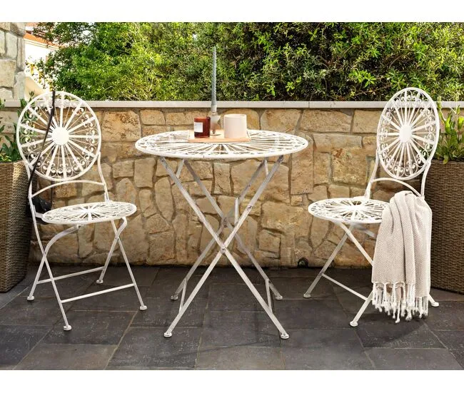 Mesa de balcón de acero blanco crema ø 70 cm SCAFA Dimensiones 150x90x75 cm