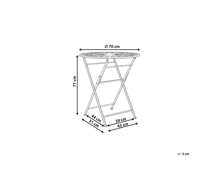 Mesa de balcón de acero blanco crema ø 70 cm SCAFA Dimensiones 150x90x75 cm