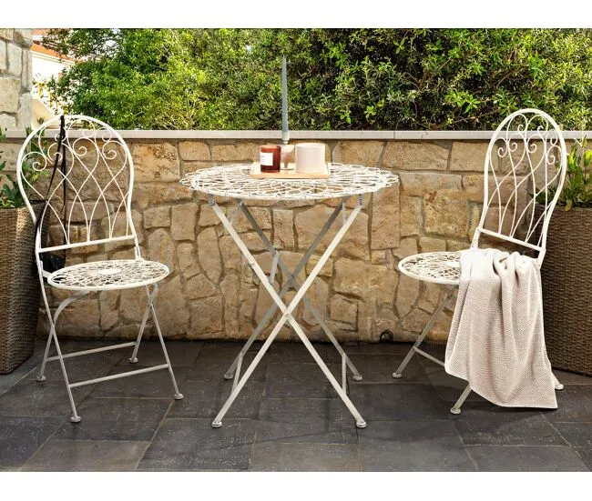 Mesa de balcón de metálico blanco crema ø 70 cm STIFFE