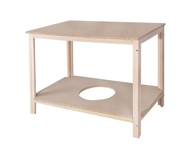 Mesa camilla fabricada en madera de haya, acabado SIN barniz, 120x75x75 cm