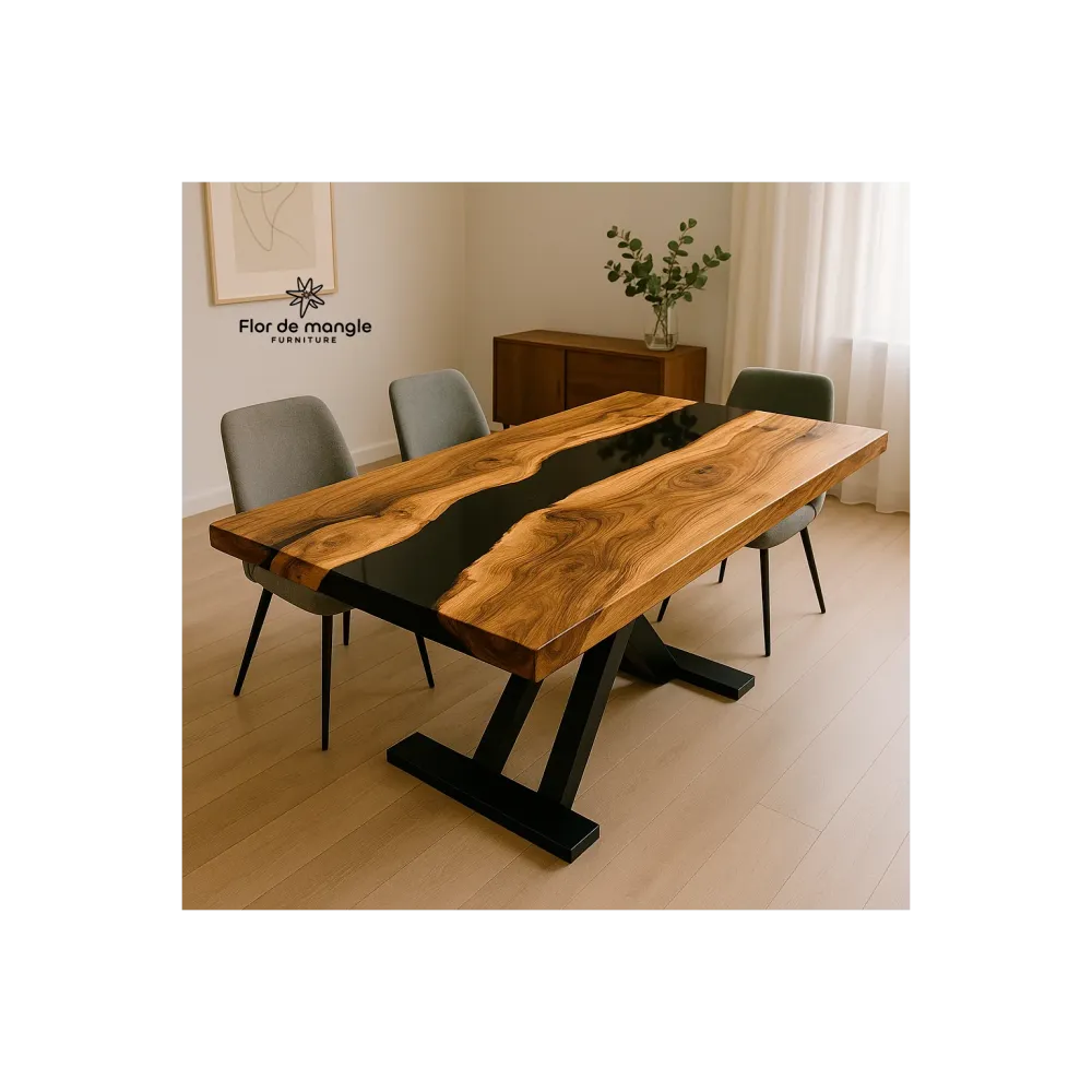 Mesa de comedor con resina epóxica Metztli Material WPC