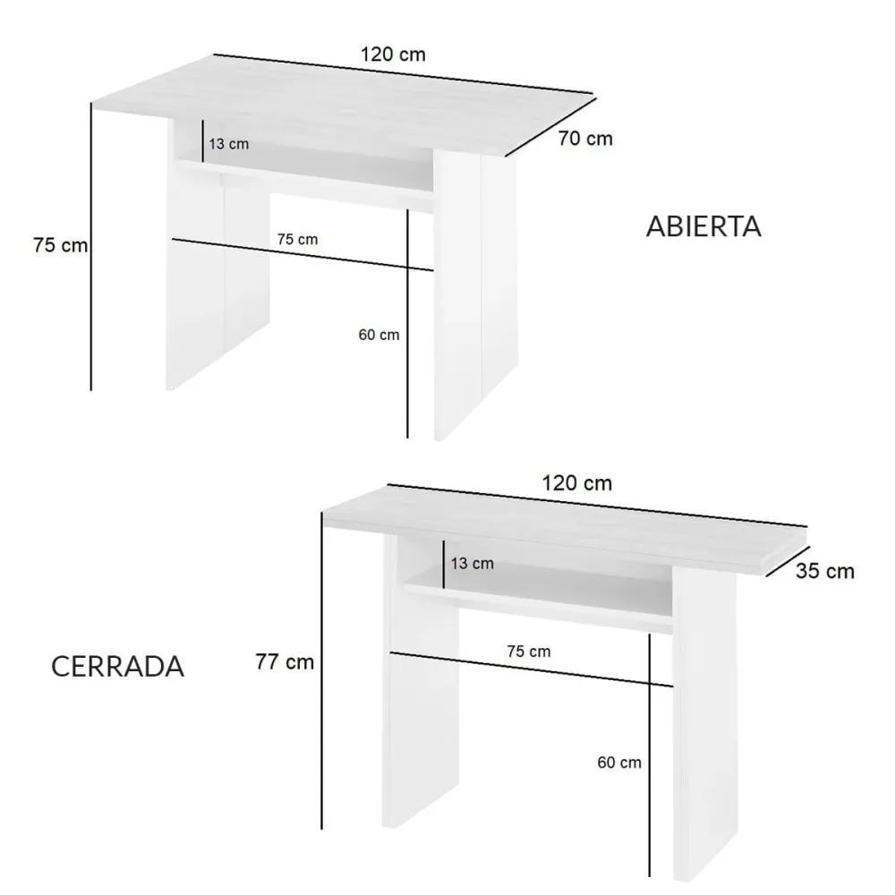 Mesa desplegable Tavolo blanco artik/cemento en Color Negro Mate