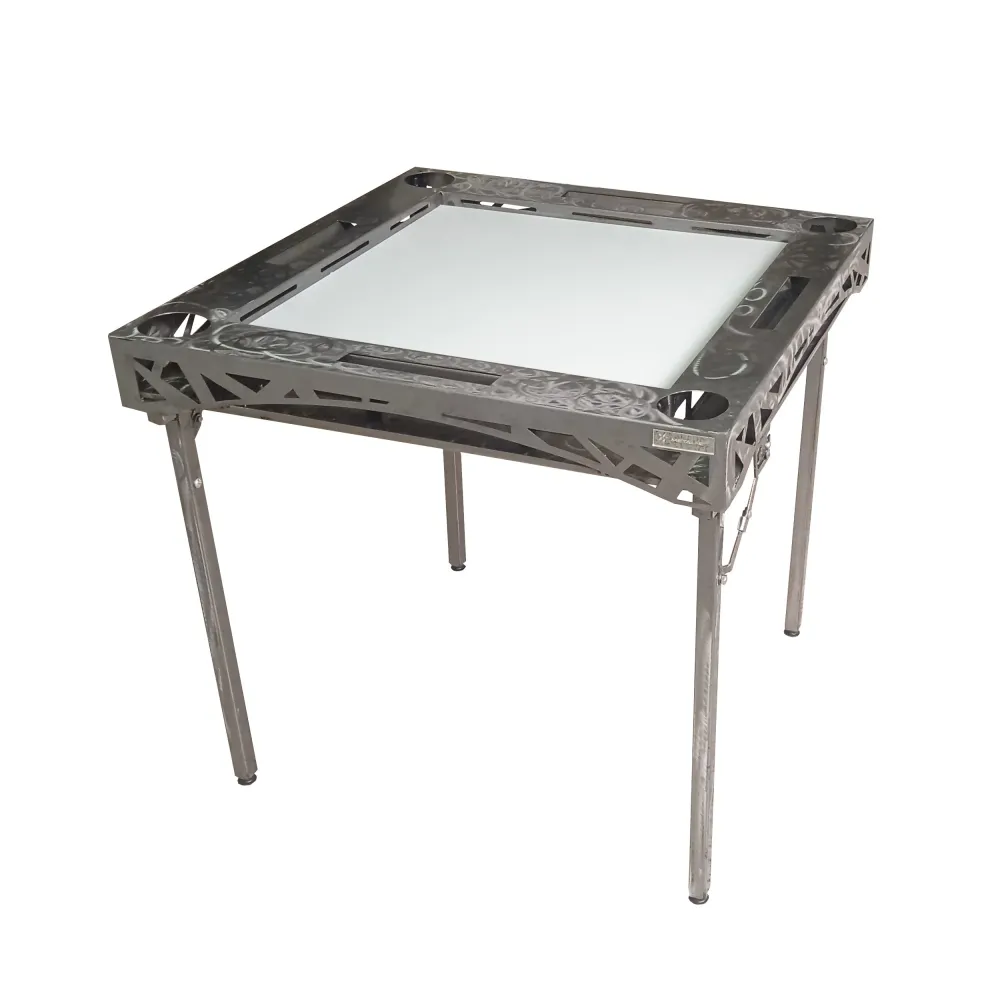 Mesa De Domin - Diseño Metálico con Superficie Gris Metalnet Material WPC