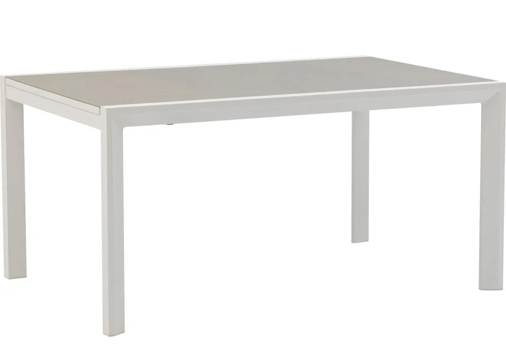 Mesa extensible ORICK 100*150/225 cm aluminio blanco y cristal gris nítido con Vidrio Templado