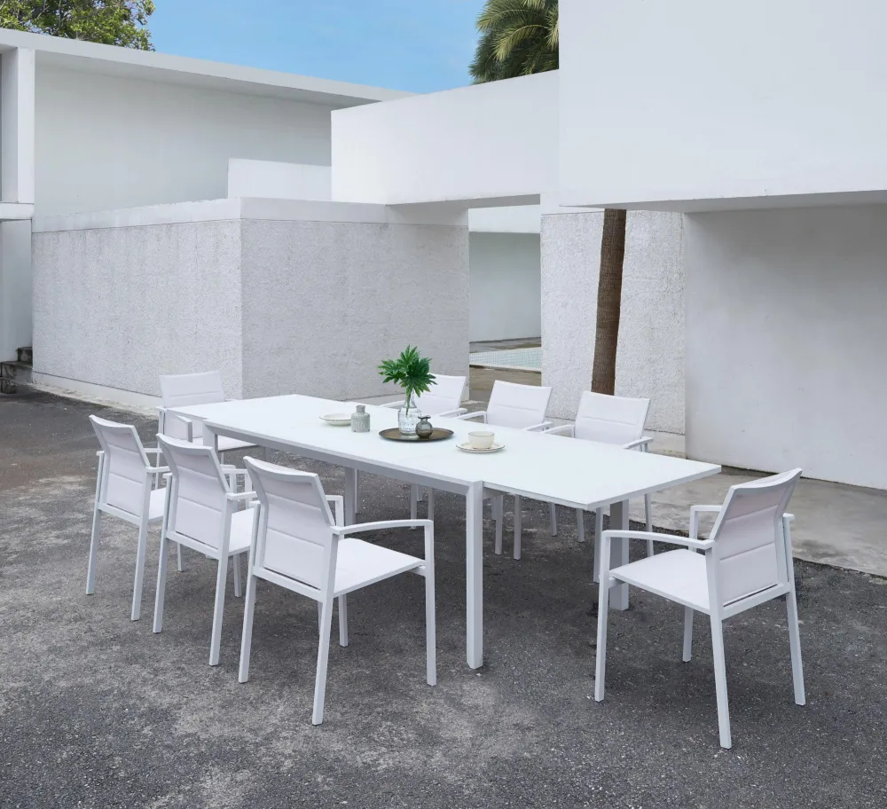 Mesa extensible ORICK 100*200/300 cm aluminio y cristal antracita para Jardín y Terraza