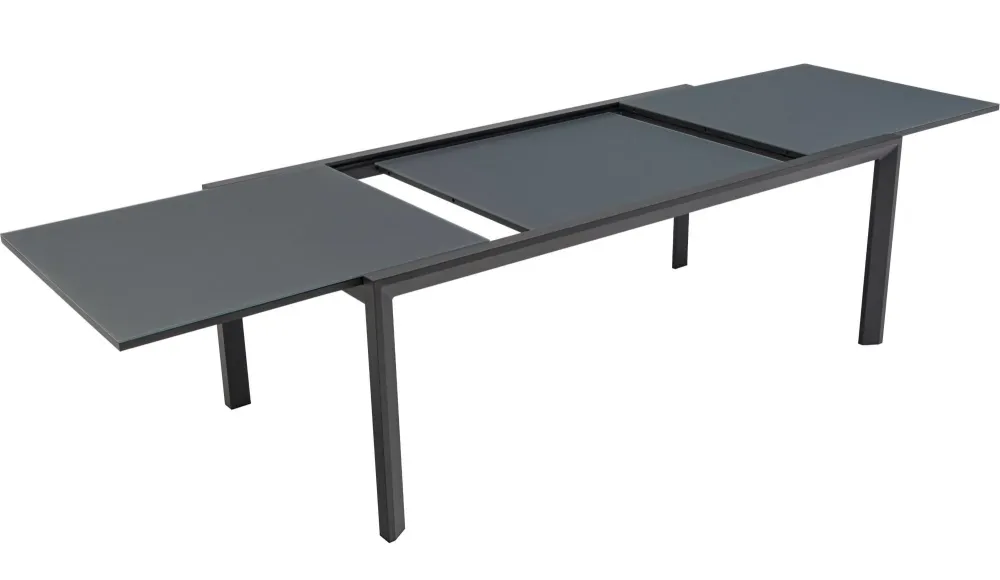 Mesa extensible ORICK 100*200/300 cm aluminio y cristal antracita para Jardín y Terraza