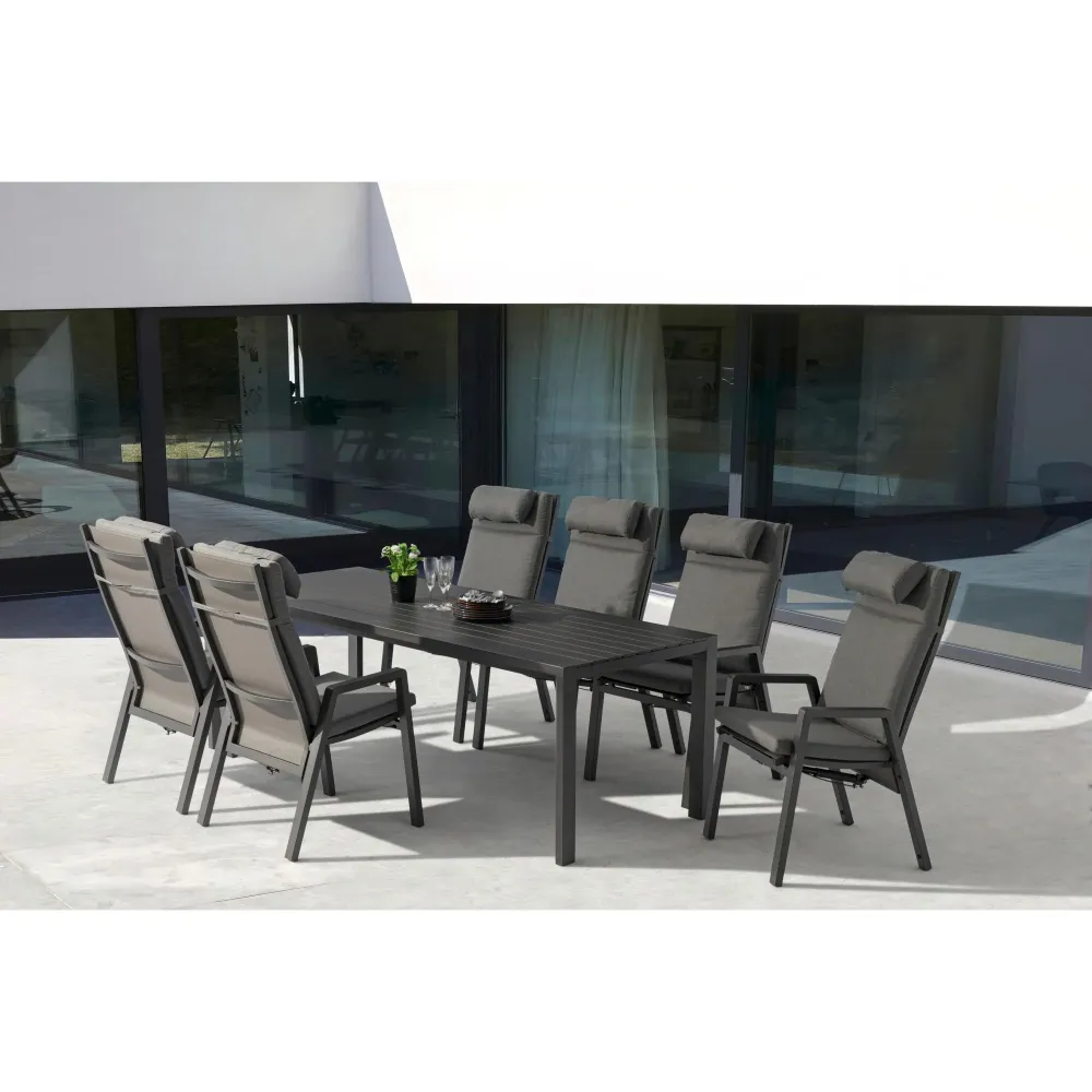 Mesa fija Byron 160 cm aluminio antracita con Base de Parasol