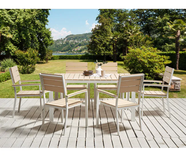 Mesa de jardín 150 x 90 cm crema COMO para 6 Personas