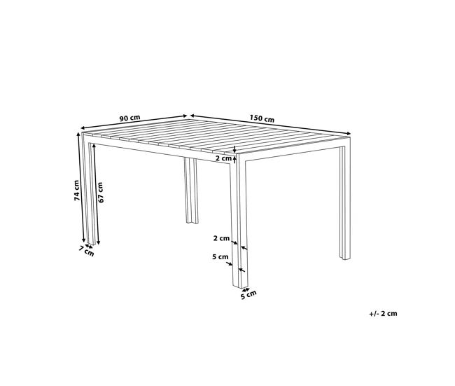 Mesa de jardín 150 x 90 cm crema COMO para 6 Personas