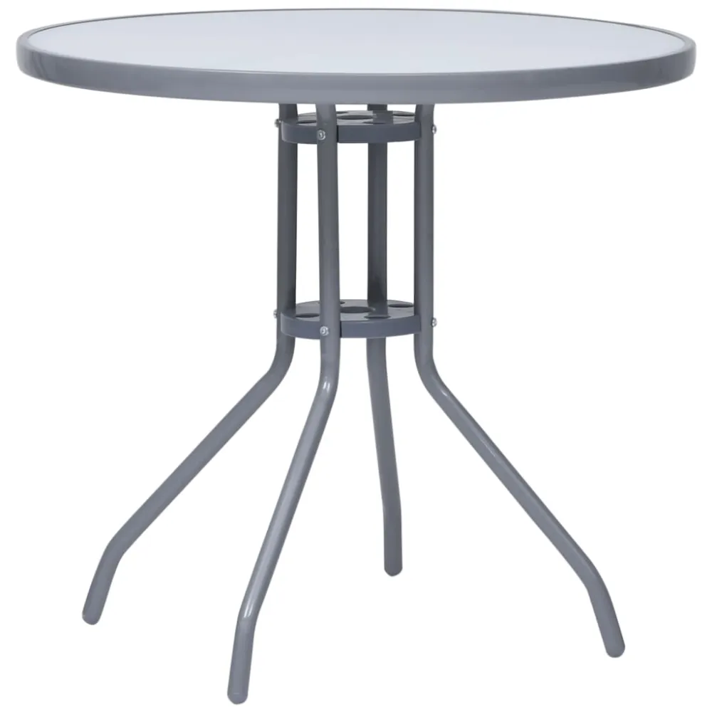 Mesa de jardín acero y vidrio gris preciso 80 cm en Aluminio Fundido