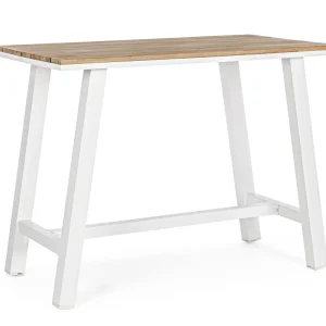 Mesa de jardín alta Bizzotto SKIPPER madera y blanco en Color Negro Mate