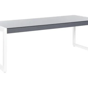 Mesa de jardín bacoli 210 cm 90 cm vidrio blanco crema con 4 Sillas Incluidas