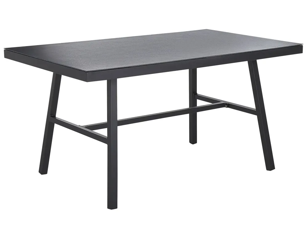 Mesa de jardín canetto 150 cm 90 cm vidrio negro con Base de Parasol