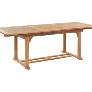 Mesa de jardín extensible de madera de acacia clara 160/220 x 90 cm JAVA con 4 Sillas Incluidas