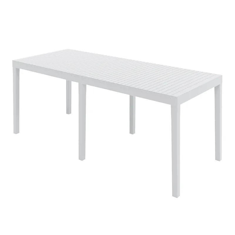 Mesa de jardín extensible de plástico indo blanca 150-220×90×72 cm