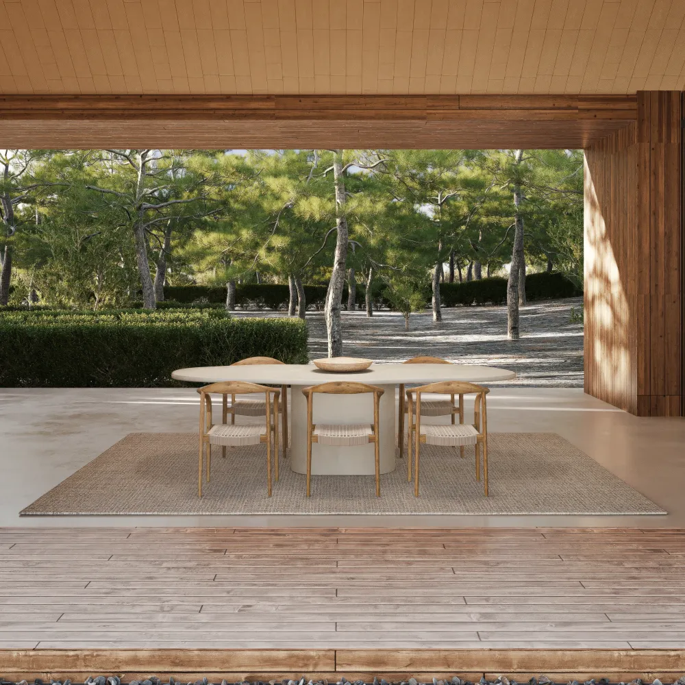 Mesa de jardín Forma Orgánica - Limoges - MicroSkin - 260 cm - Latte Nublado Resistente las Manchas