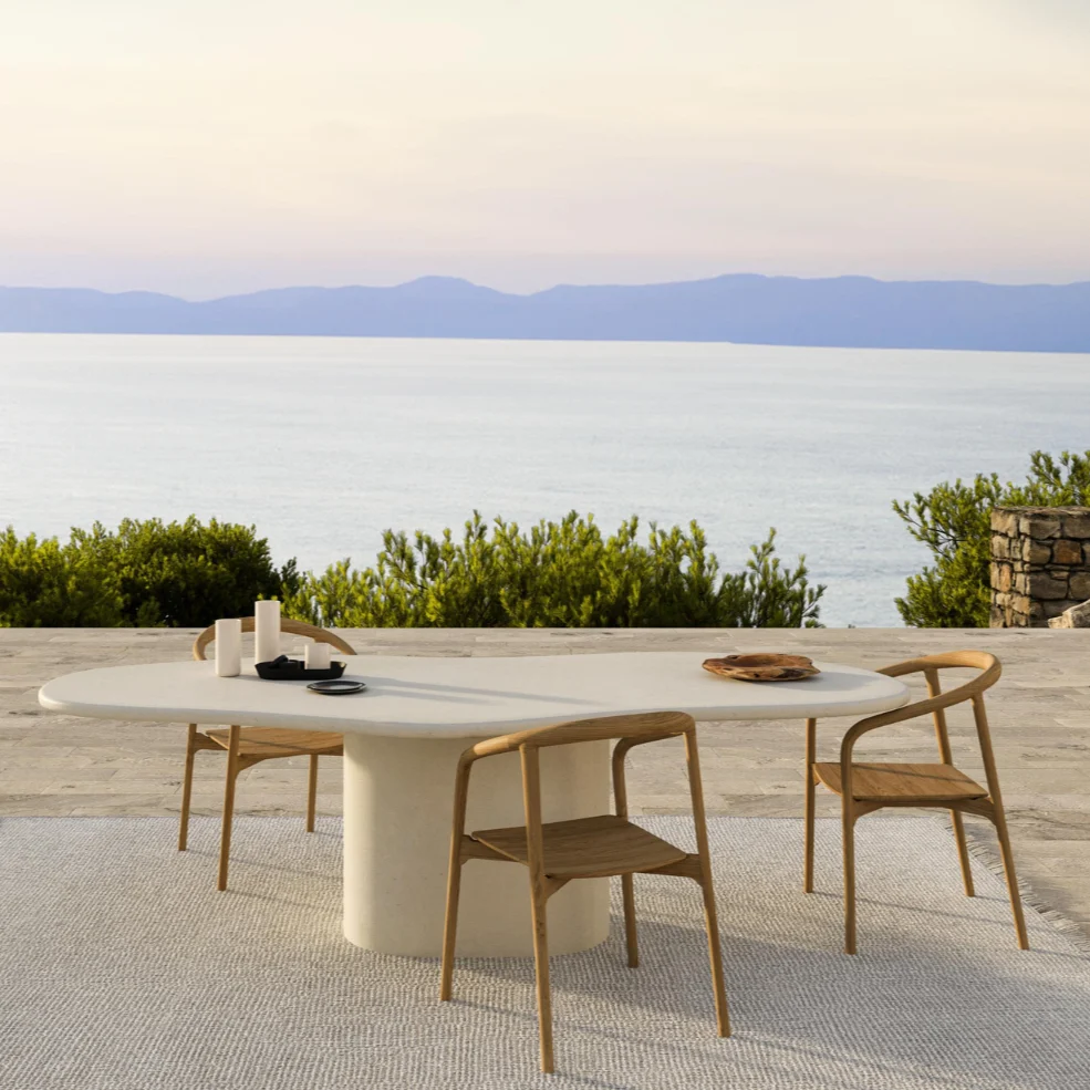 Mesa de jardín Forma Orgánica - Limoges - MicroSkin - 260 cm - Latte Nublado Resistente las Manchas