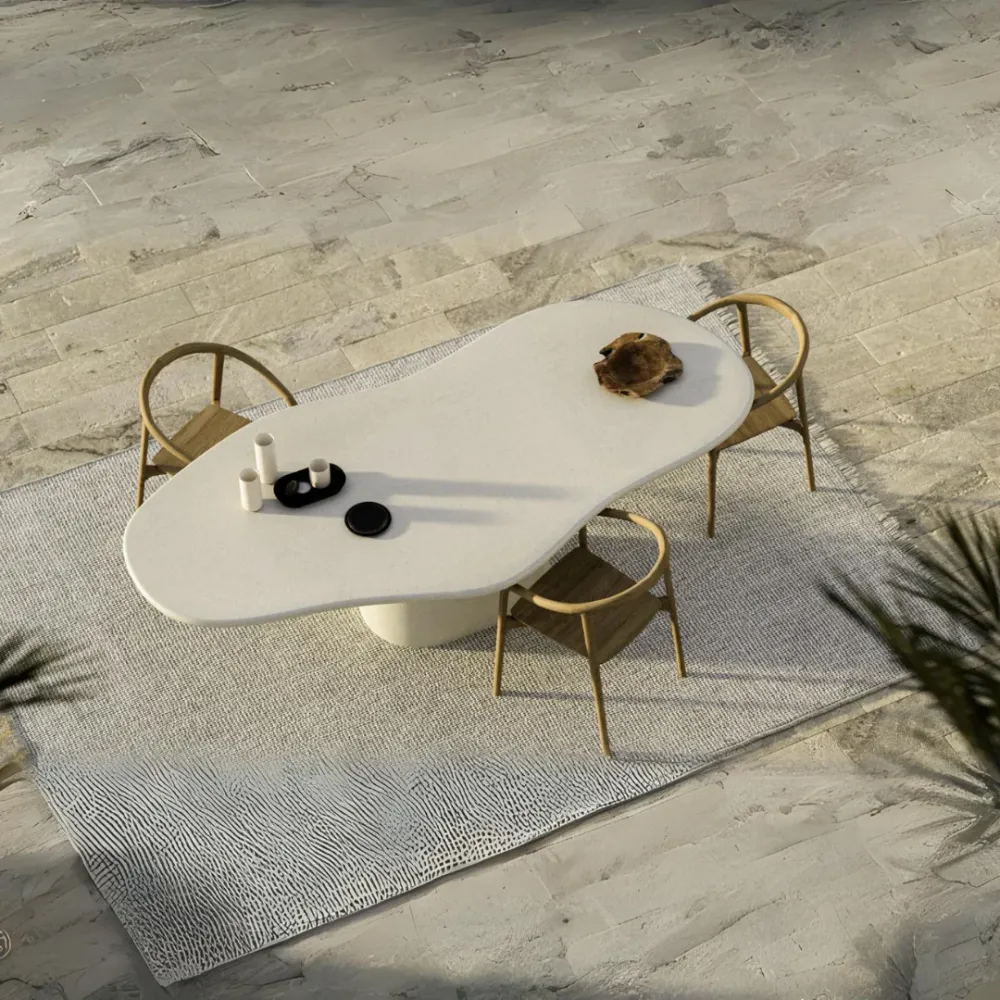 Mesa de jardín Forma Orgánica - Limoges - MicroSkin - 260 cm - Latte Nublado Resistente las Manchas