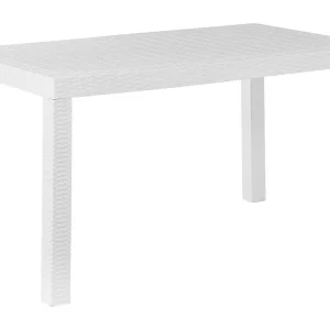 Mesa de jardín fossano 140 cm 80 cm blanco con Base de Parasol
