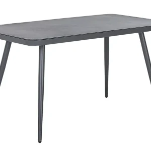 Mesa de jardín lipari 140 cm 80 cm vidrio gris en Color Negro Mate