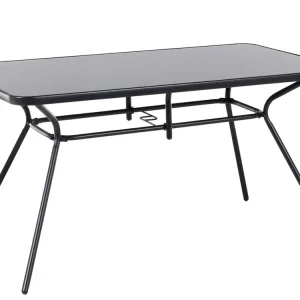 Mesa de jardín livo 140 cm 80 cm vidrio negro con Base de Parasol