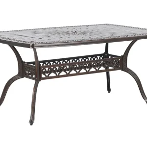 Mesa de jardín lizzano 165 cm 102 cm acero marrón oscuro