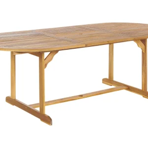 Mesa de jardín madera clara maui con Vidrio Templado