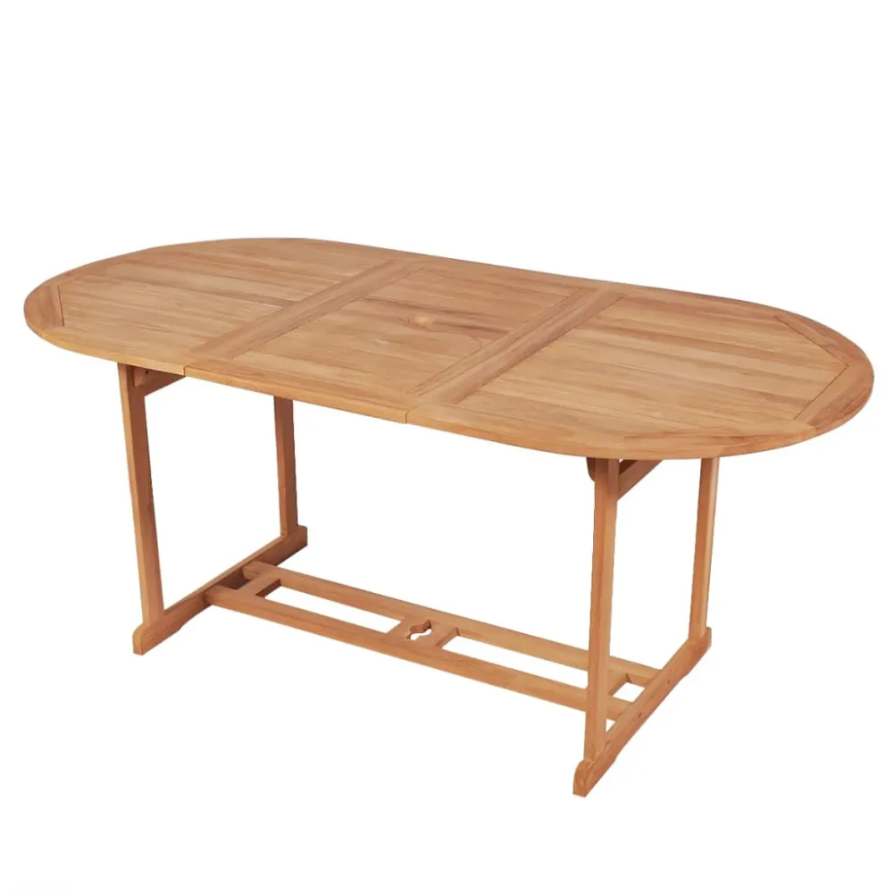 Mesa de jardín de madera de teca maciza 180x90x75 cm para 6 Personas