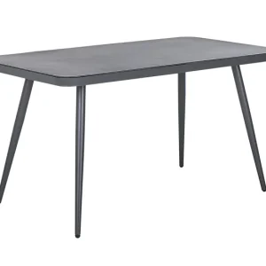Mesa de jardín de metal gris turbio 140 x 80 cm LIPARI en Color Negro Mate